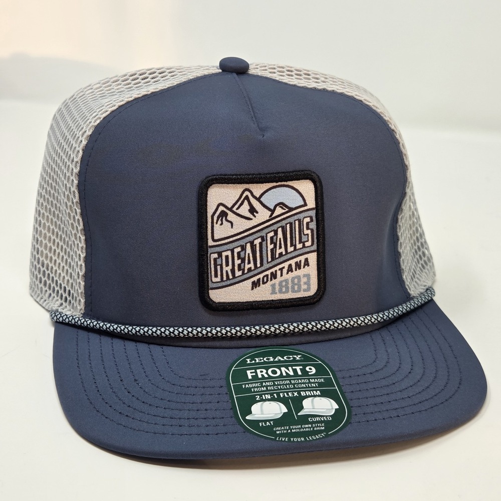 NEW Great Falls Montana Trucker Mesh Snapback Blue Silver Hat Cap Legacy Brand‎